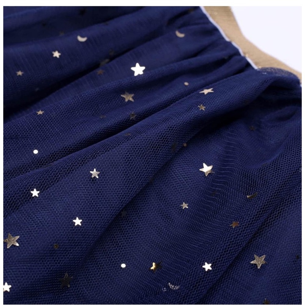 Only Size 4T Left!!! 🆕Navy w/Gold Stars Tulle Skirt - Picture 2 of 4